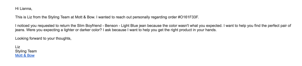 mott and bow feedback email