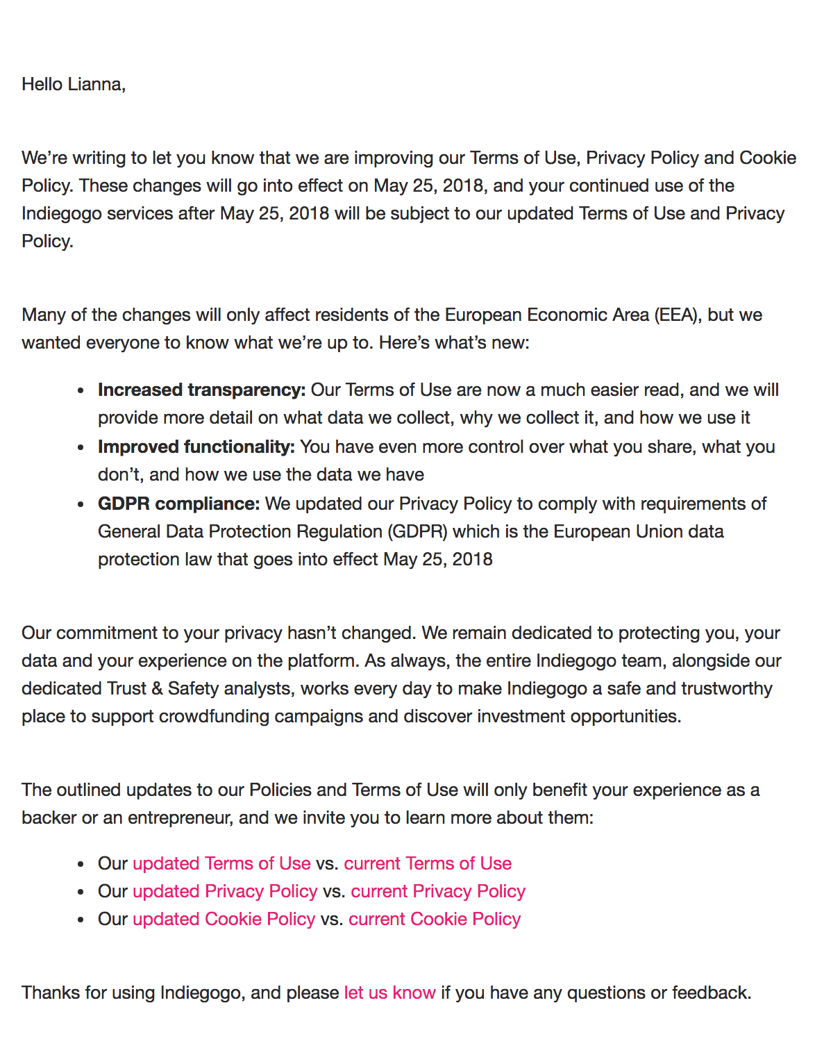 indiegogo gdpr, gdpr emails, email marketing