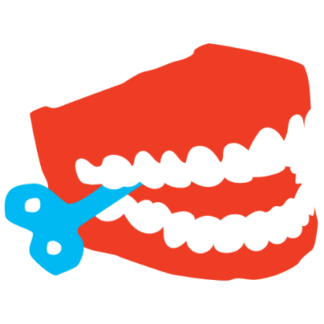 A wind-up chattering-teeth toy